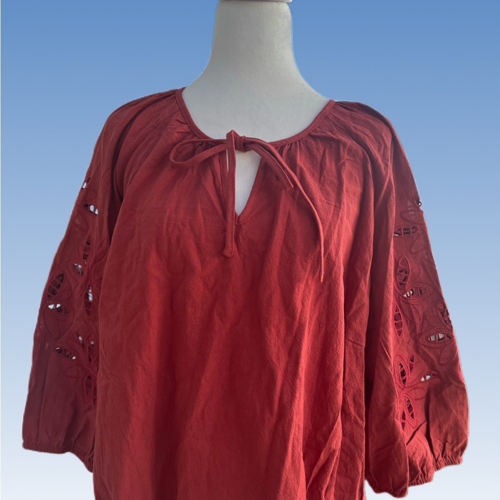 BloomChic burgundy Blouse with Cutout Sleeves size 18-20